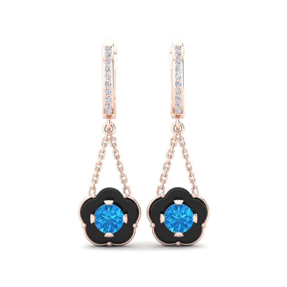 9ct Rose Gold Blue Topaz Women's Earring Cosgrove