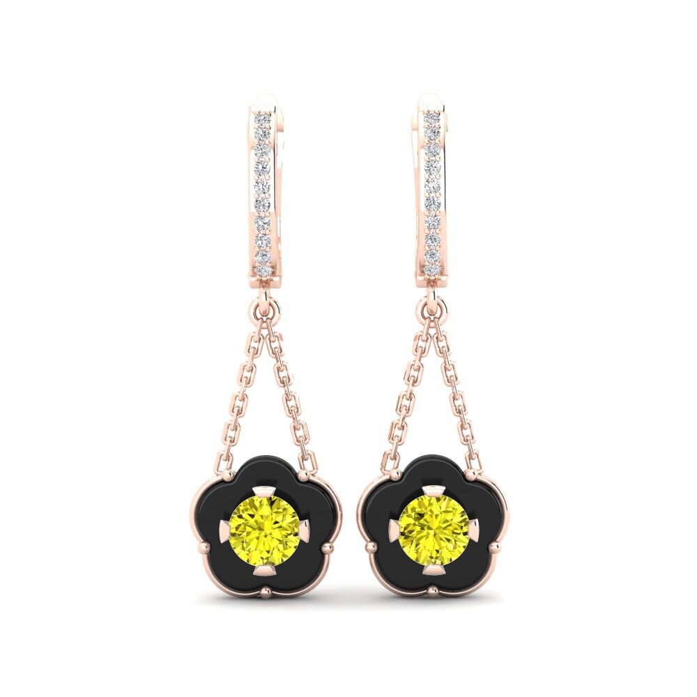 9ct Rose Gold Yellow Diamond Women's Earring Cosgrove