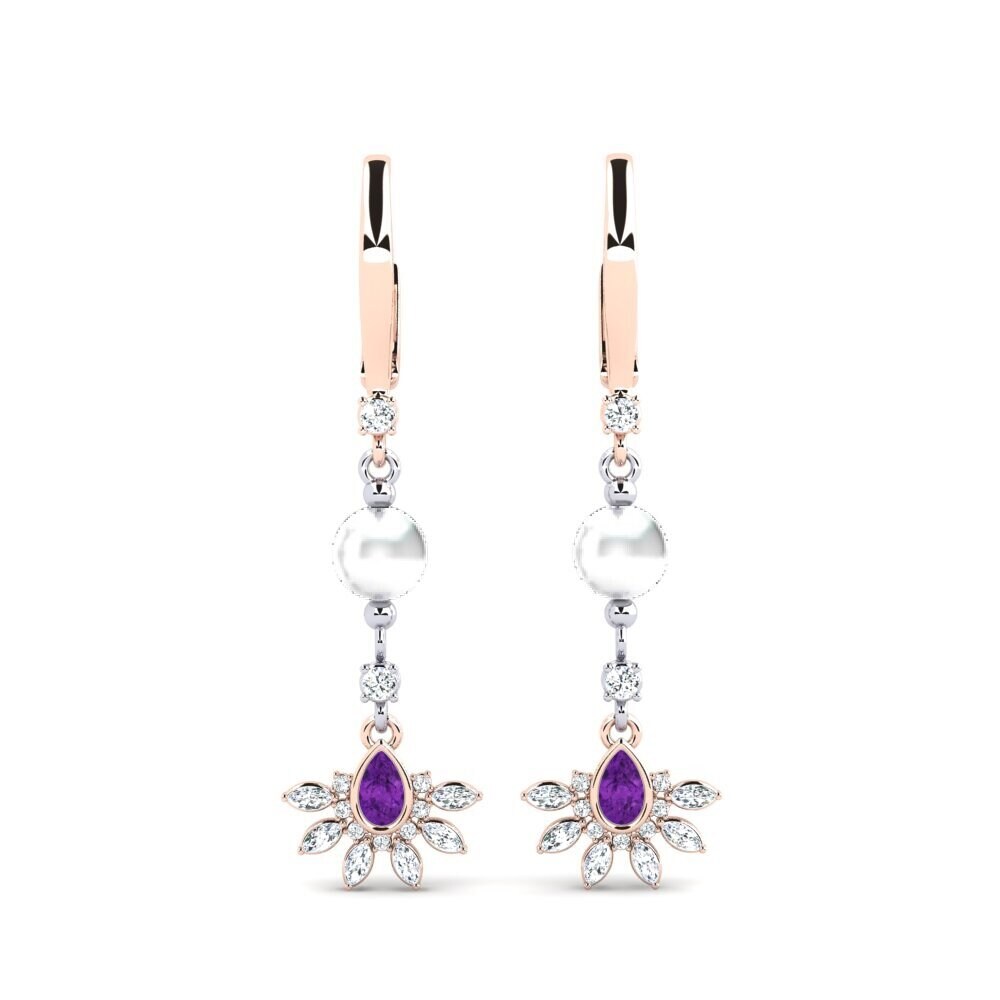 9ct Rose & White Gold Amethyst Women's Earring Cosie