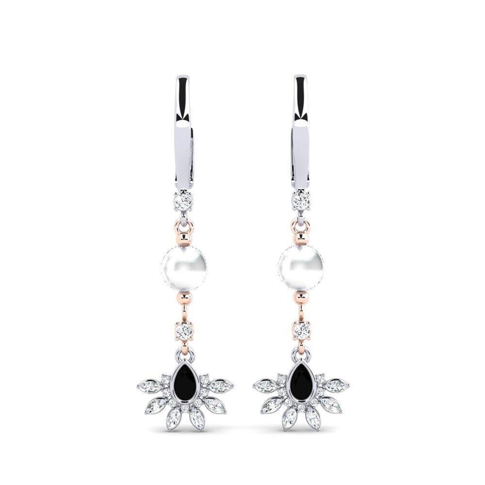 14ct White & Rose Gold Black Onyx Women's Earring Cosie
