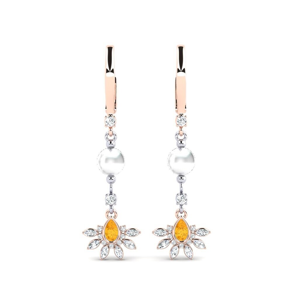 9ct Rose & White Gold Citrine Women's Earring Cosie