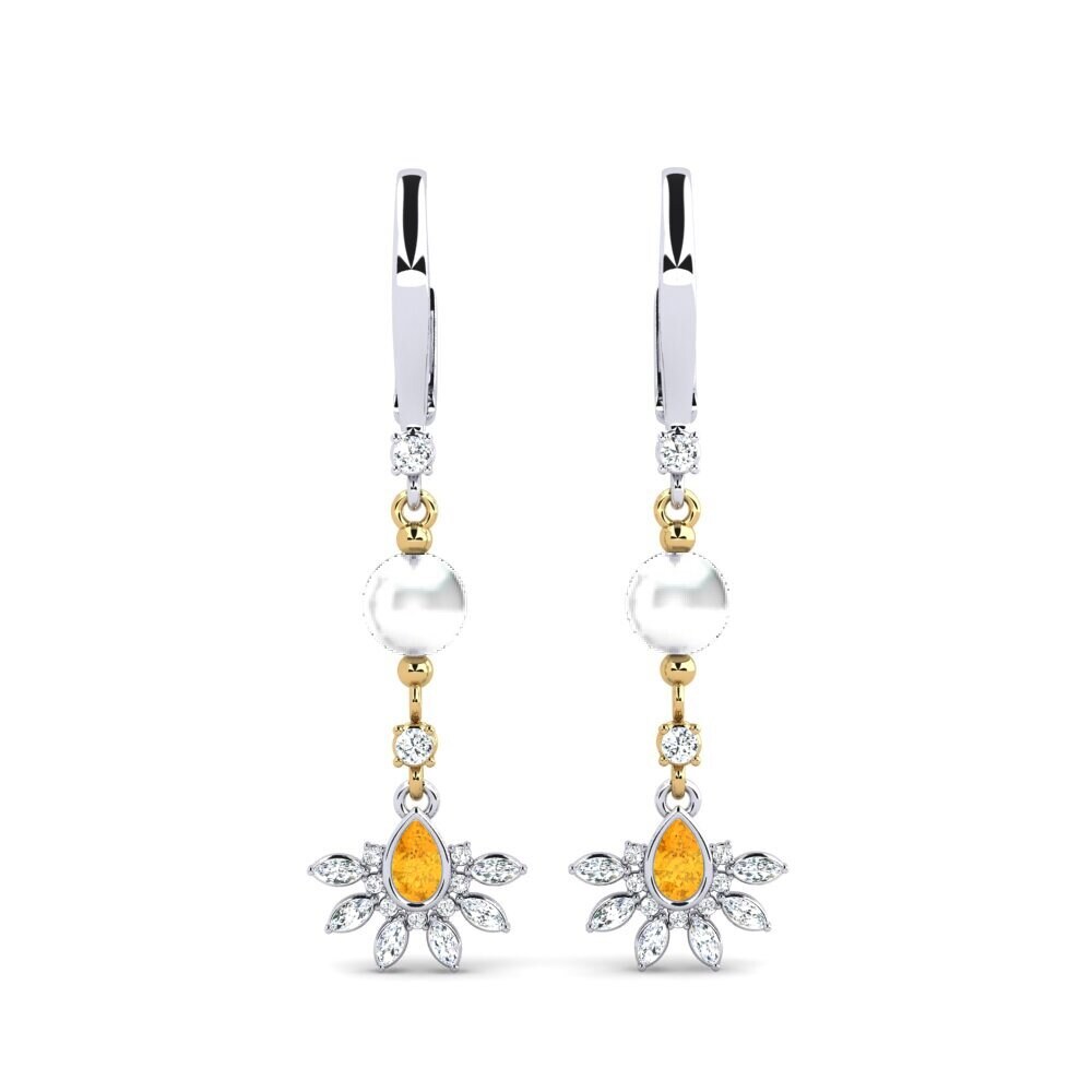 14ct White & Yellow Gold Citrine Women's Earring Cosie