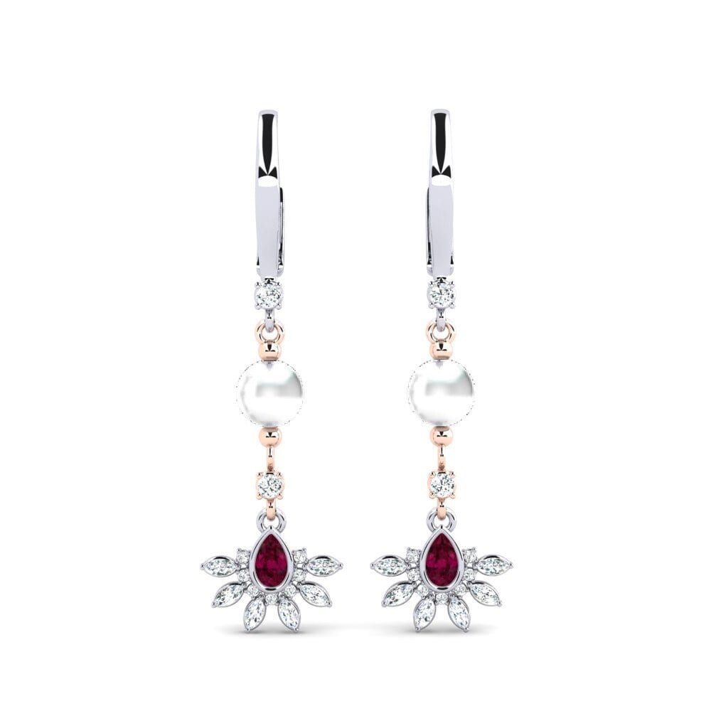 18ct White & Rose Gold Rhodolite Garnet Women's Earring Cosie