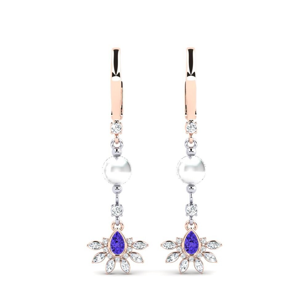 14ct Rose & White Gold Tanzanite Women's Earring Cosie