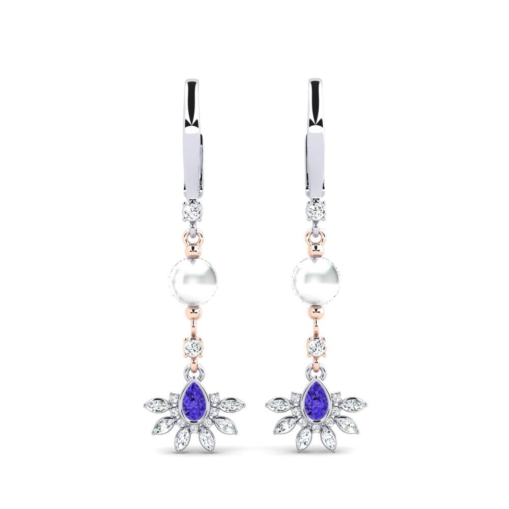 18ct White & Rose Gold Tanzanite Women's Earring Cosie