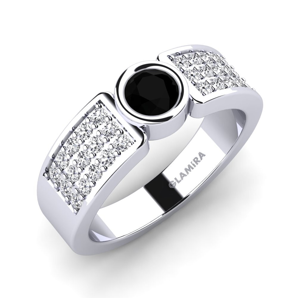 18ct White Gold Black Sapphire Engagement Ring Cosmence