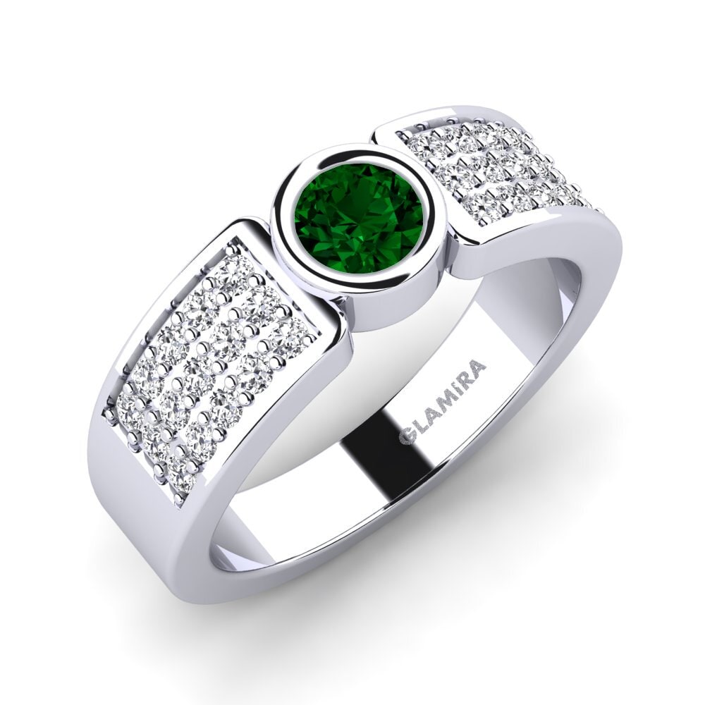 9ct White Gold Green Zirconia Engagement Ring Cosmence