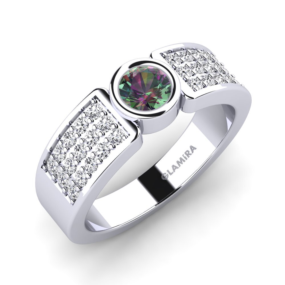 950 Platinum Mystic Topaz Engagement Ring Cosmence