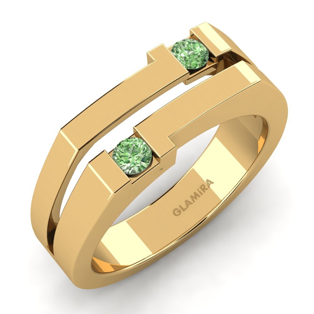 9ct Yellow Gold Green Diamond Men's Ring Costel