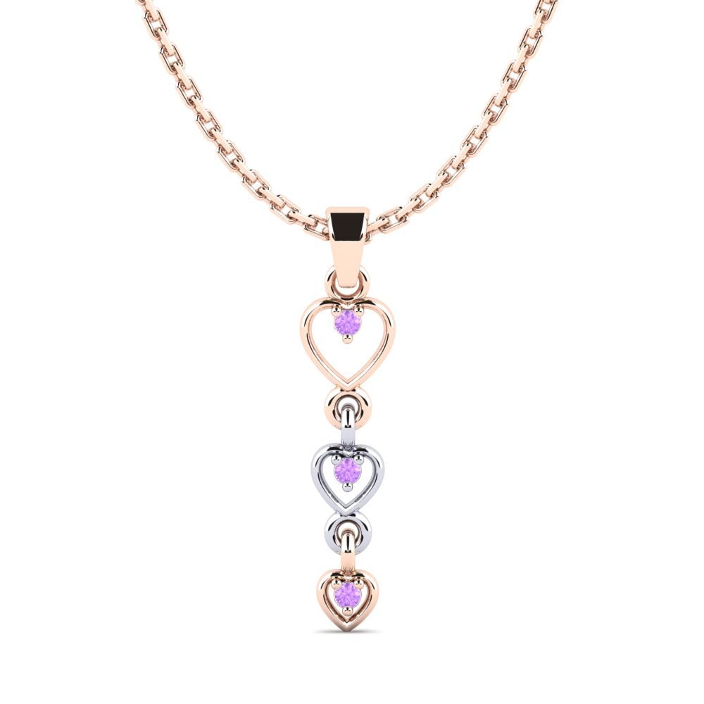 9k Oro Rosa & Blanco Amatista Colgante de Mujer Cotapleat
