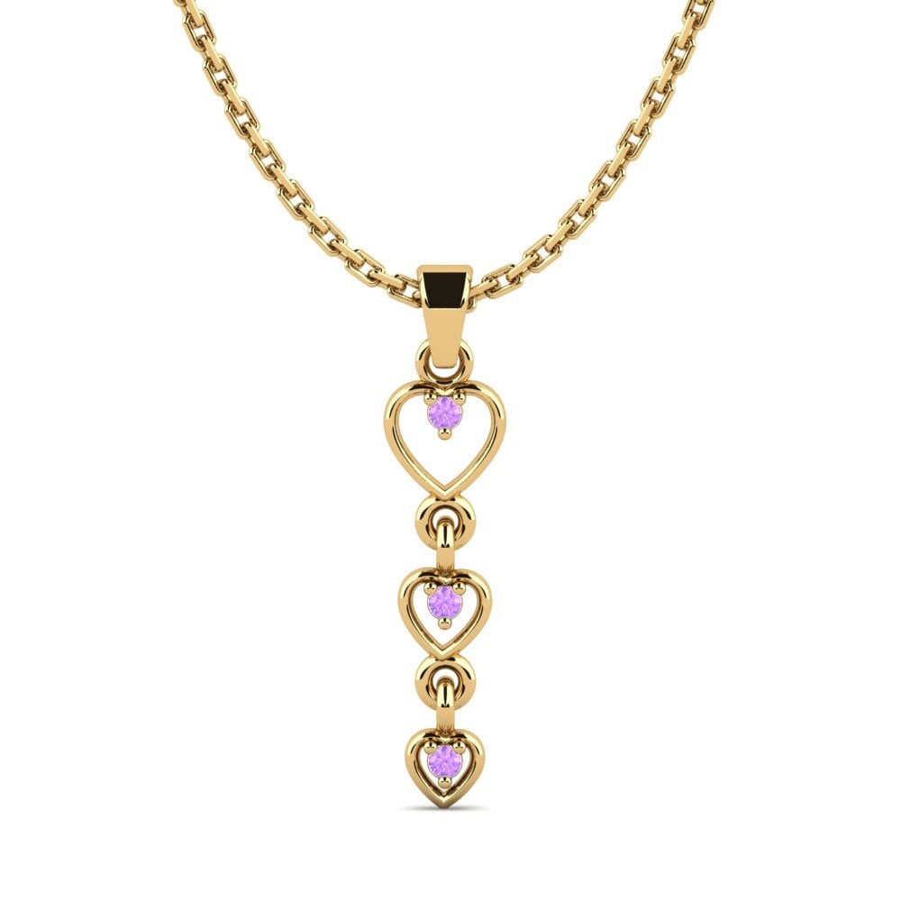 14k Oro Amarillo Amatista Colgante de Mujer Cotapleat