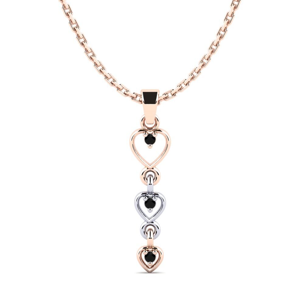 9k Oro Rosa & Blanco Ónix Negro Colgante de Mujer Cotapleat