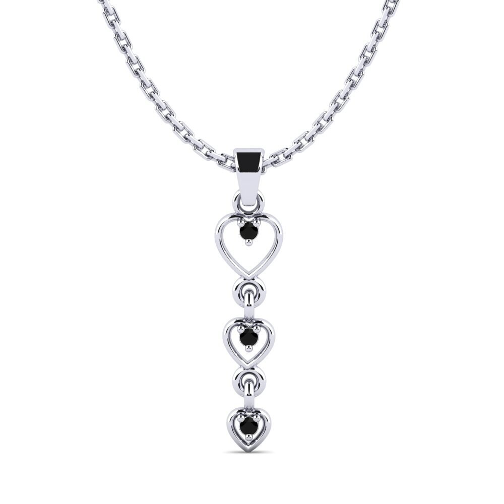 Platino 950 Zafiro negro Colgante de Mujer Cotapleat