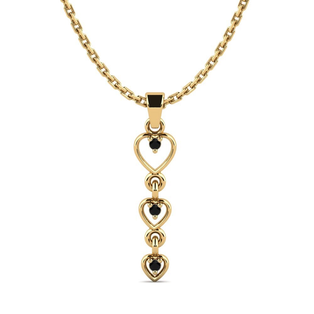 9k Oro Amarillo Zafiro negro Colgante de Mujer Cotapleat