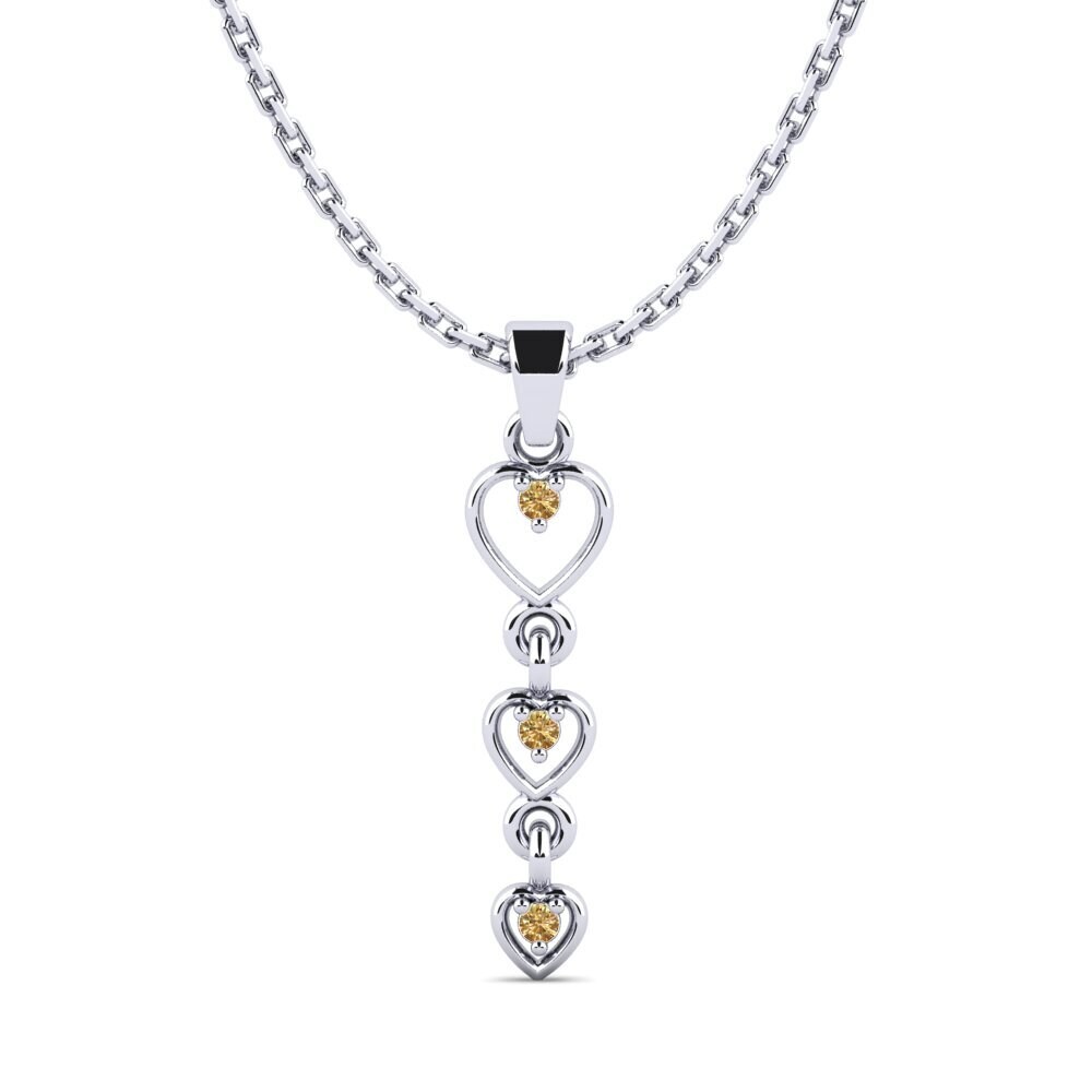 14k Oro Blanco Diamante café Colgante de Mujer Cotapleat