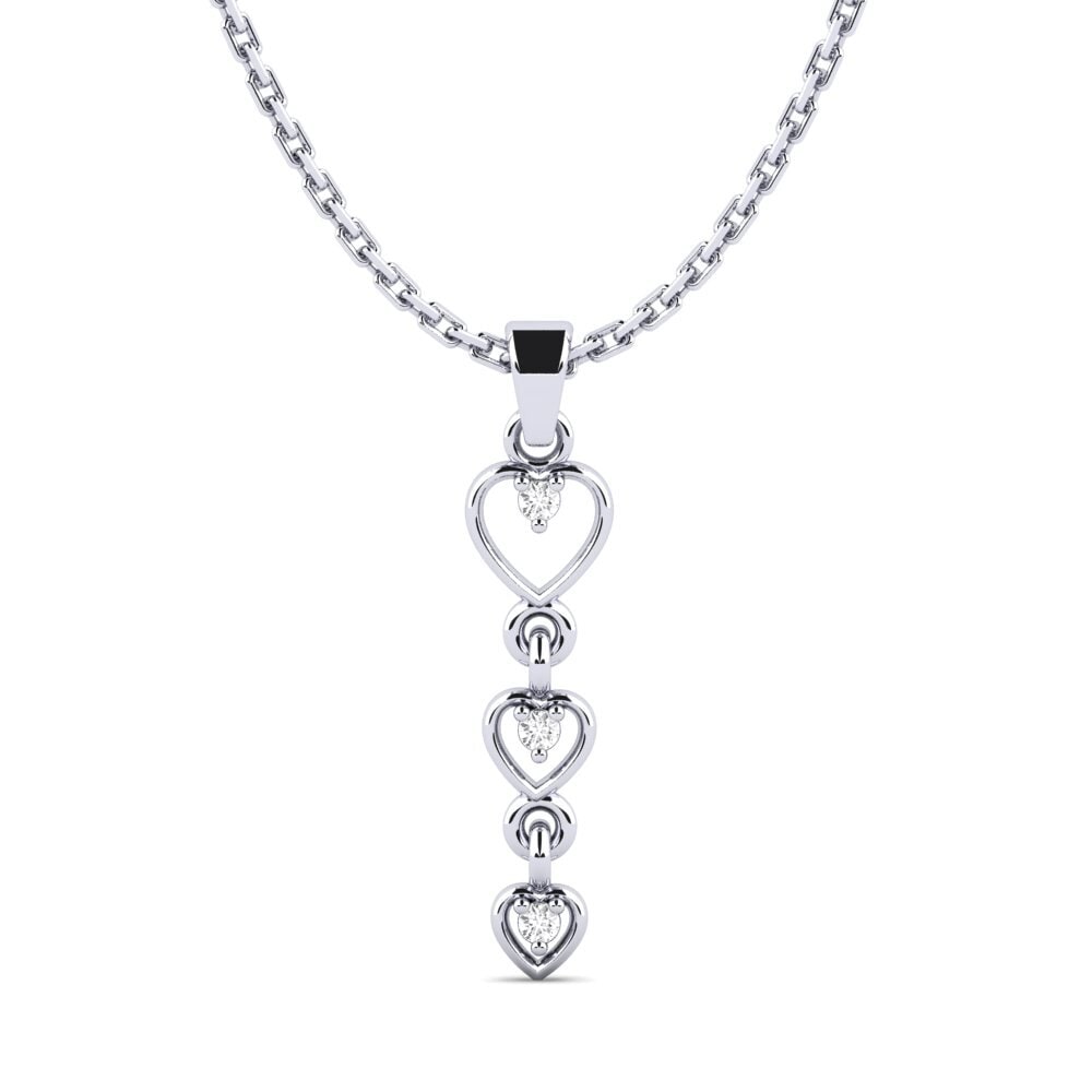 14k Oro Blanco Zafiro blanco Colgante de Mujer Cotapleat