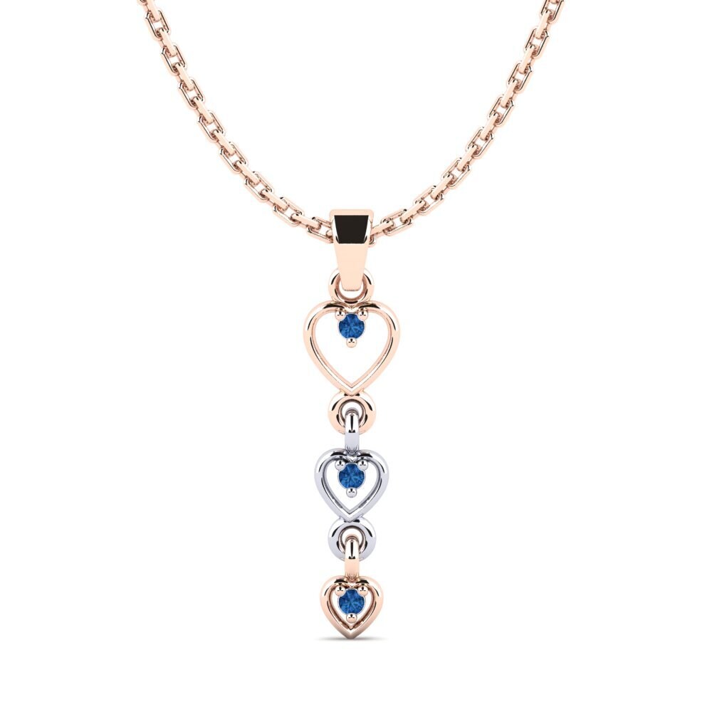9k Oro Rosa & Blanco Circonita Azul Oscuro Colgante de Mujer Cotapleat