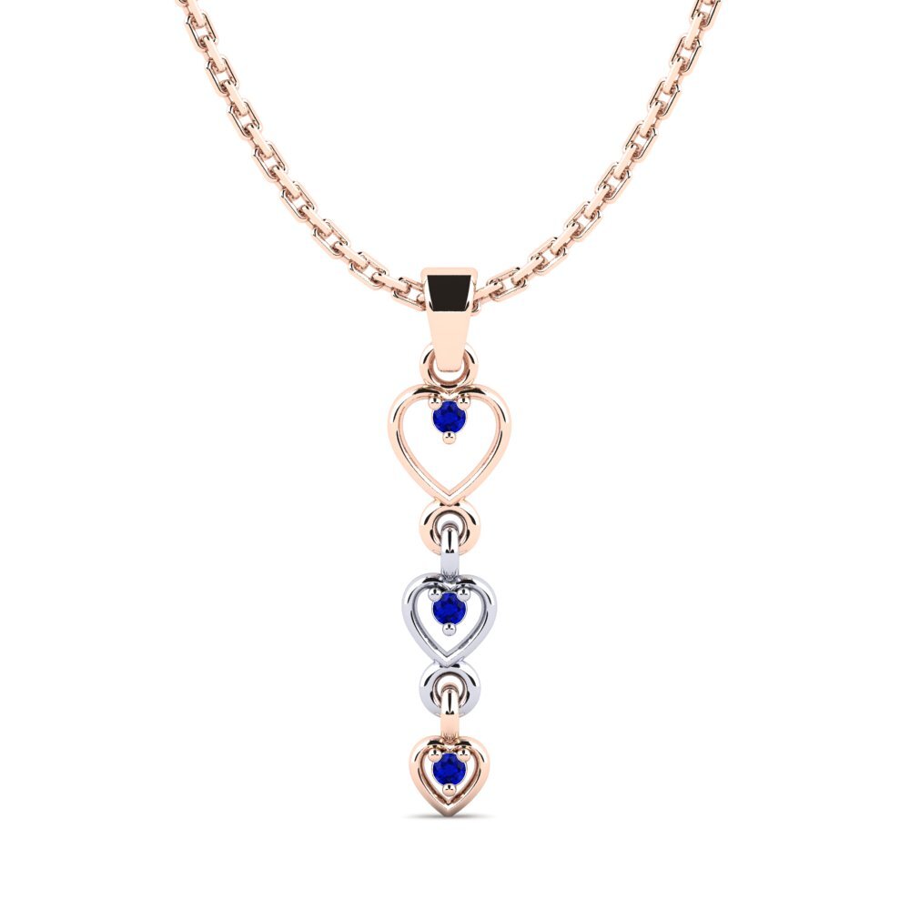 9k Oro Rosa & Blanco Zafiro Colgante de Mujer Cotapleat