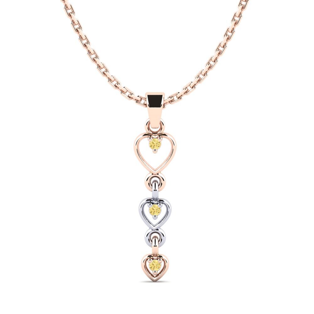 9k Oro Rosa & Blanco Diamante Amarillo Colgante de Mujer Cotapleat