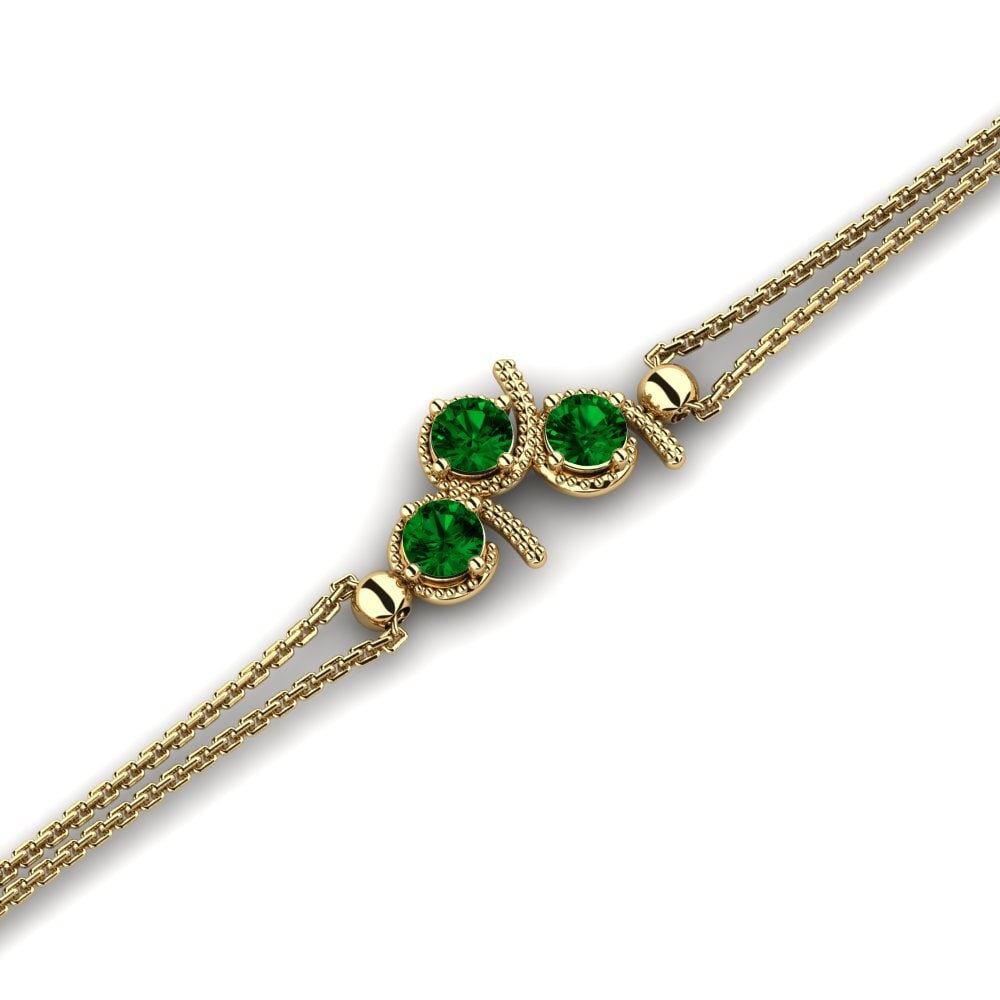 Gelbgold 375 Grüner Zirkonia Damen armband Cotra