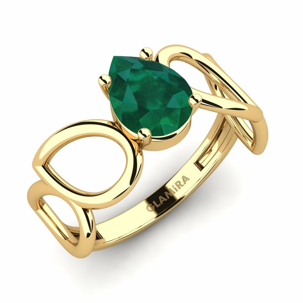Design Solitaire Engagement Rings Cotremait 585 Yellow Gold Emerald