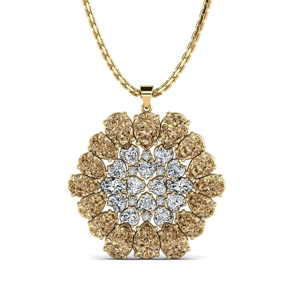 18k Oro Amarillo Diamante café Colgante de Mujer Couchette