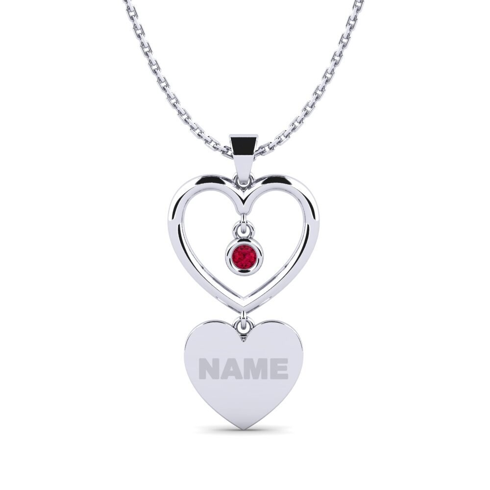 White Silver Ruby Women's Pendant Couinera