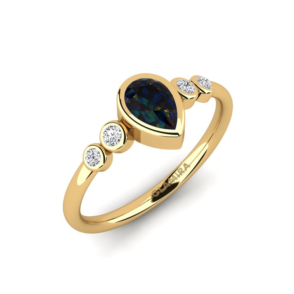 Black Opal Engagement Ring Courante
