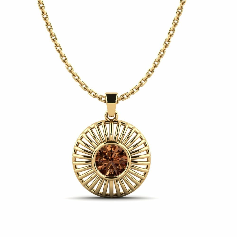 Classic Solitaire Brown Diamond Women's Pendant Courbature