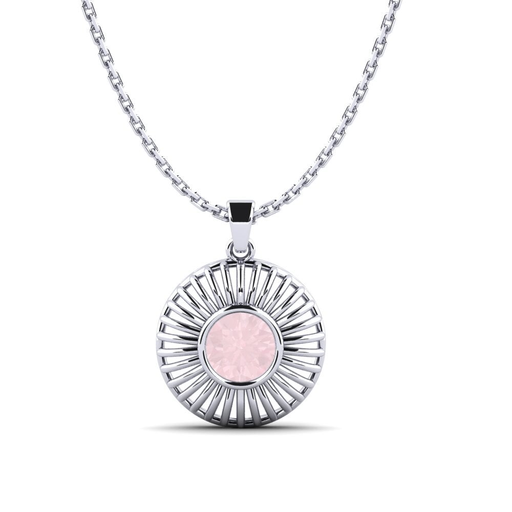 Plata 925 Cuarzo rosa Colgante de Mujer Courbature