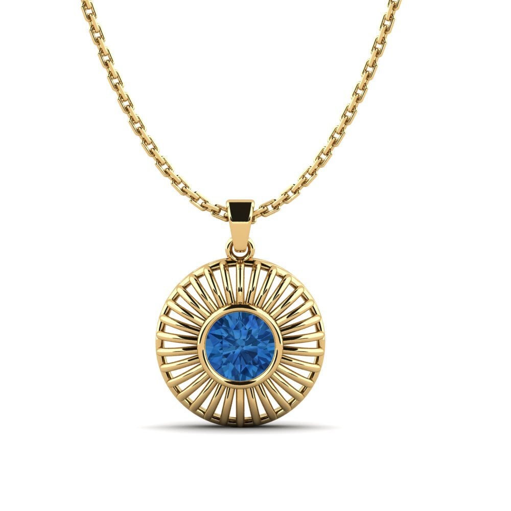 Zircônia azul escuro Pingente Feminino Courbature