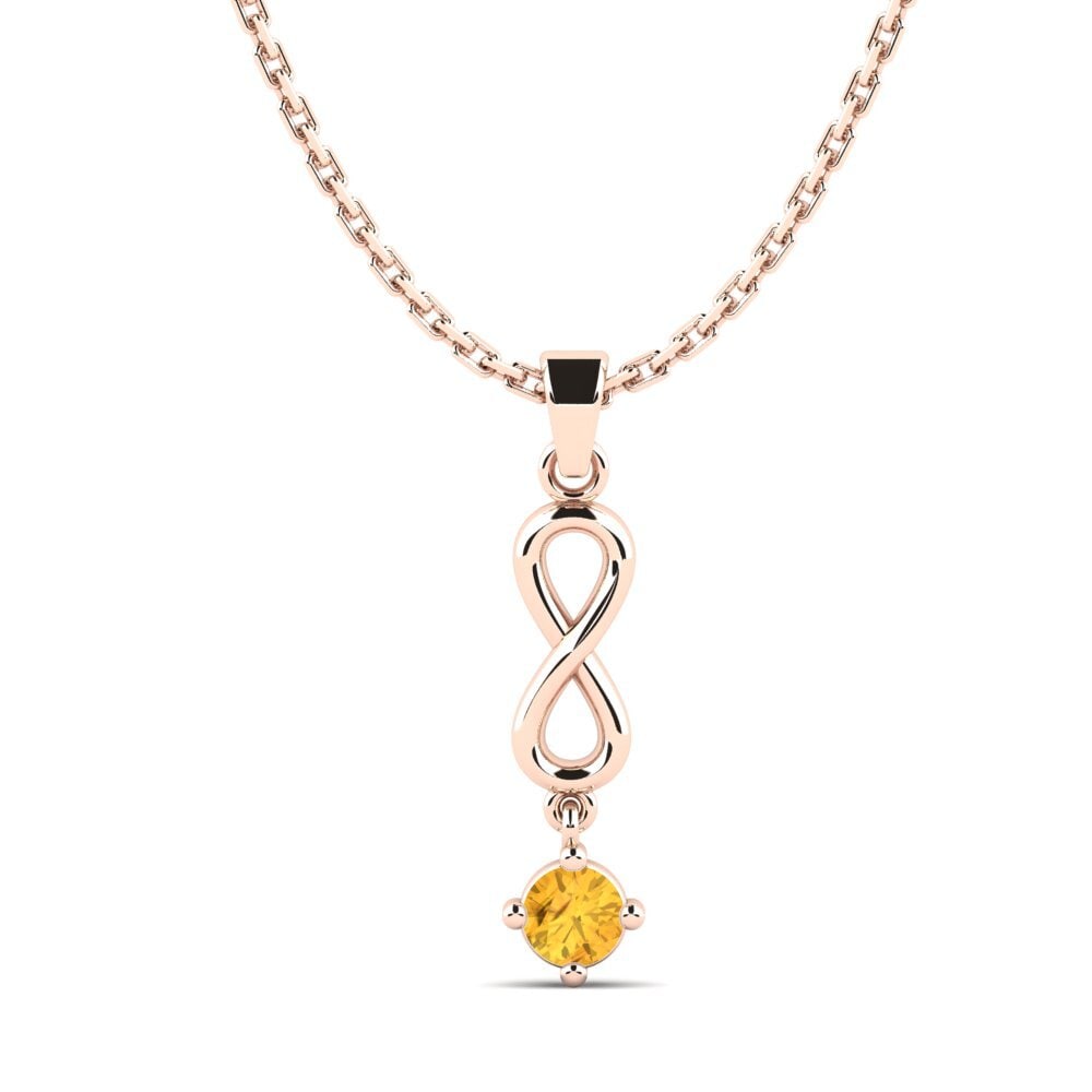 14k Oro Rosa Citrino Colgante de Mujer Courlisa