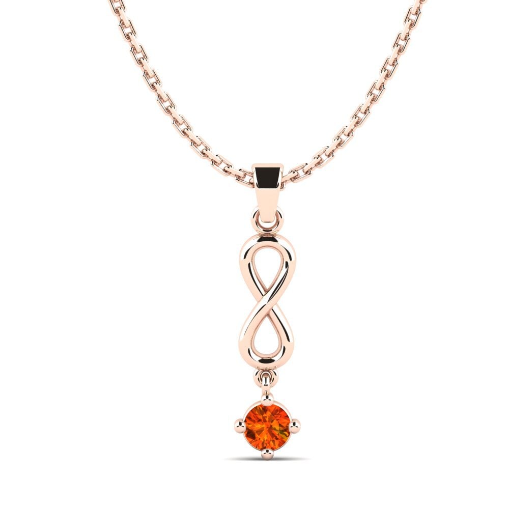 14k Oro Rosa Zafiro Naranja Colgante de Mujer Courlisa