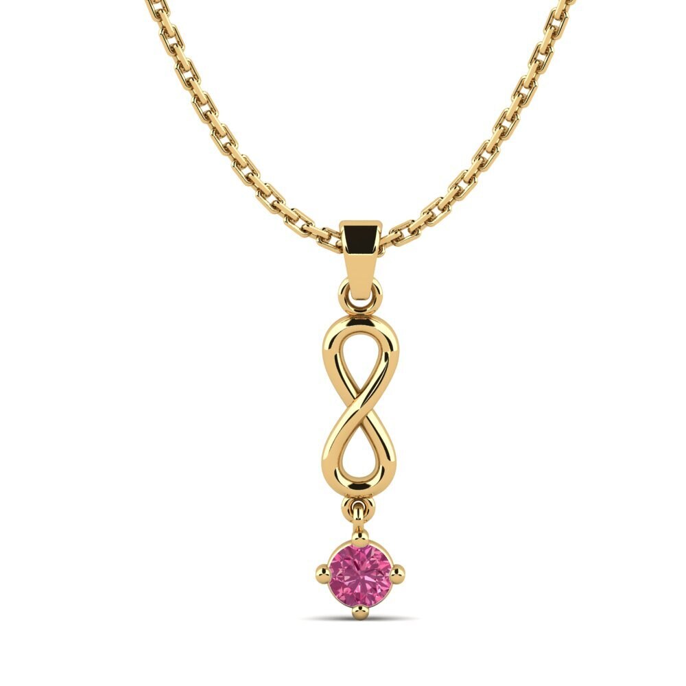 14k Oro Amarillo Turmalina rosa Colgante de Mujer Courlisa