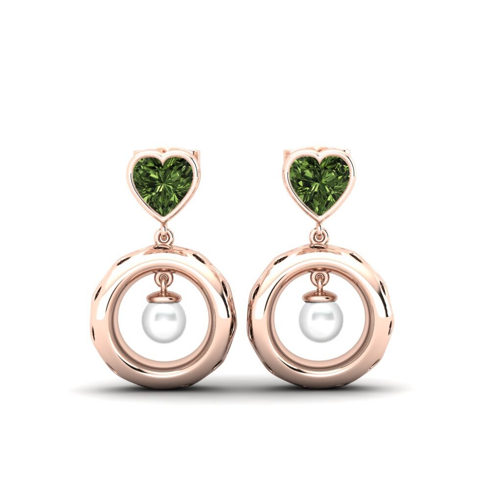 Orecchini Oro Rosso 585 Zaffiro Verde Perla