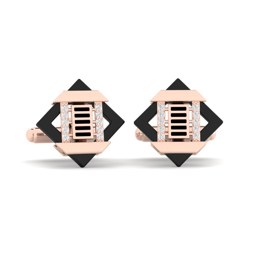 14ct Rose Gold White sapphire Cufflink Couture