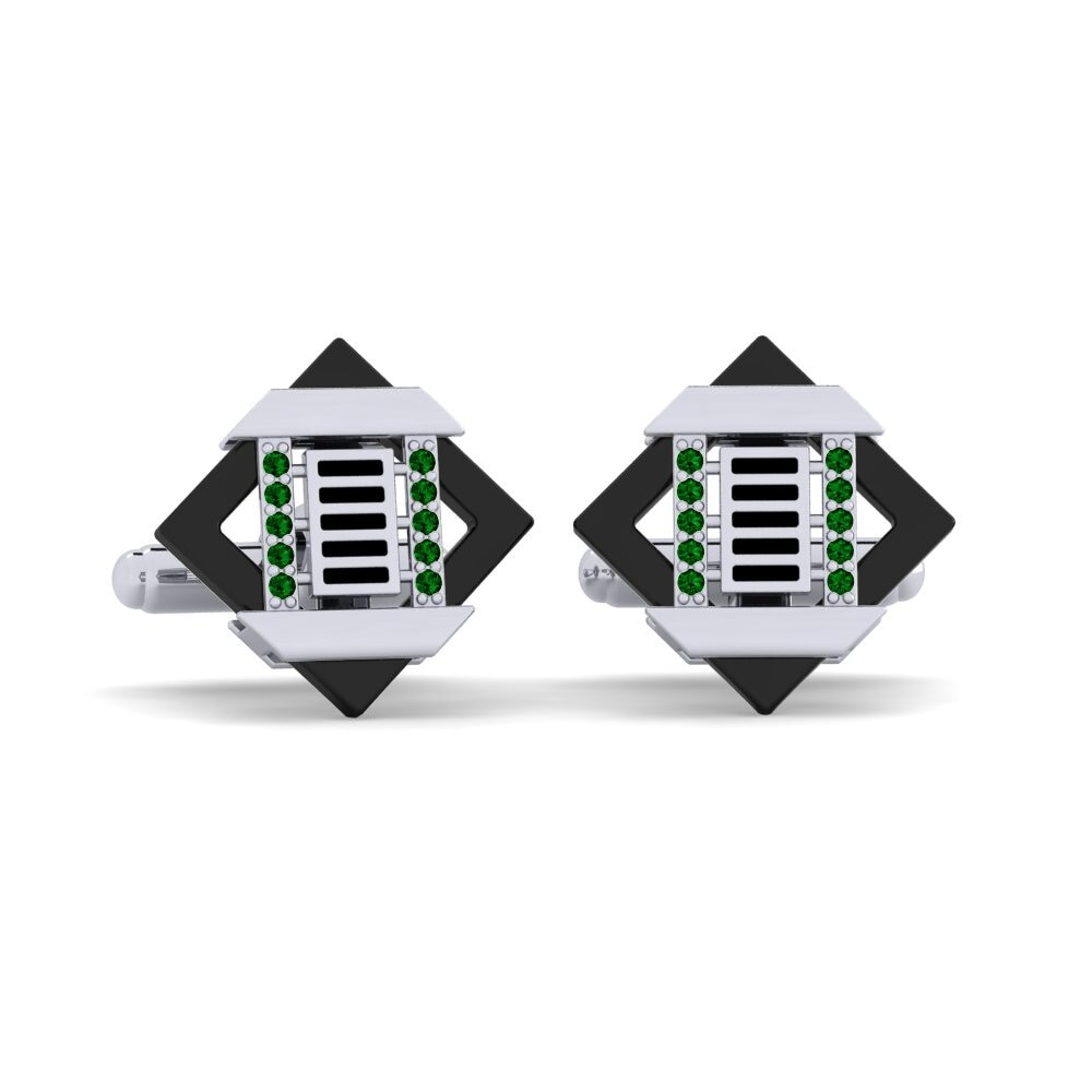 950 Platinum Green Zirconia Cufflink Couture