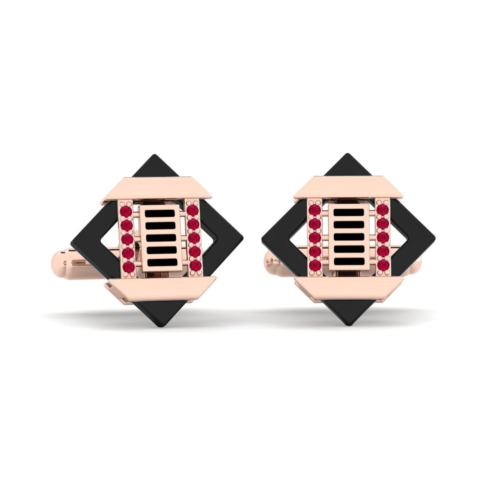 9k Oro Rosa Rubí Gemelo Couture