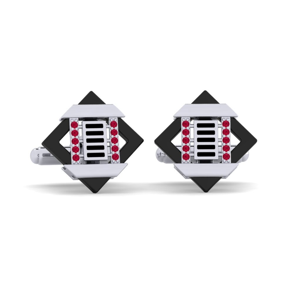 18ct White Gold Ruby Cufflink Couture