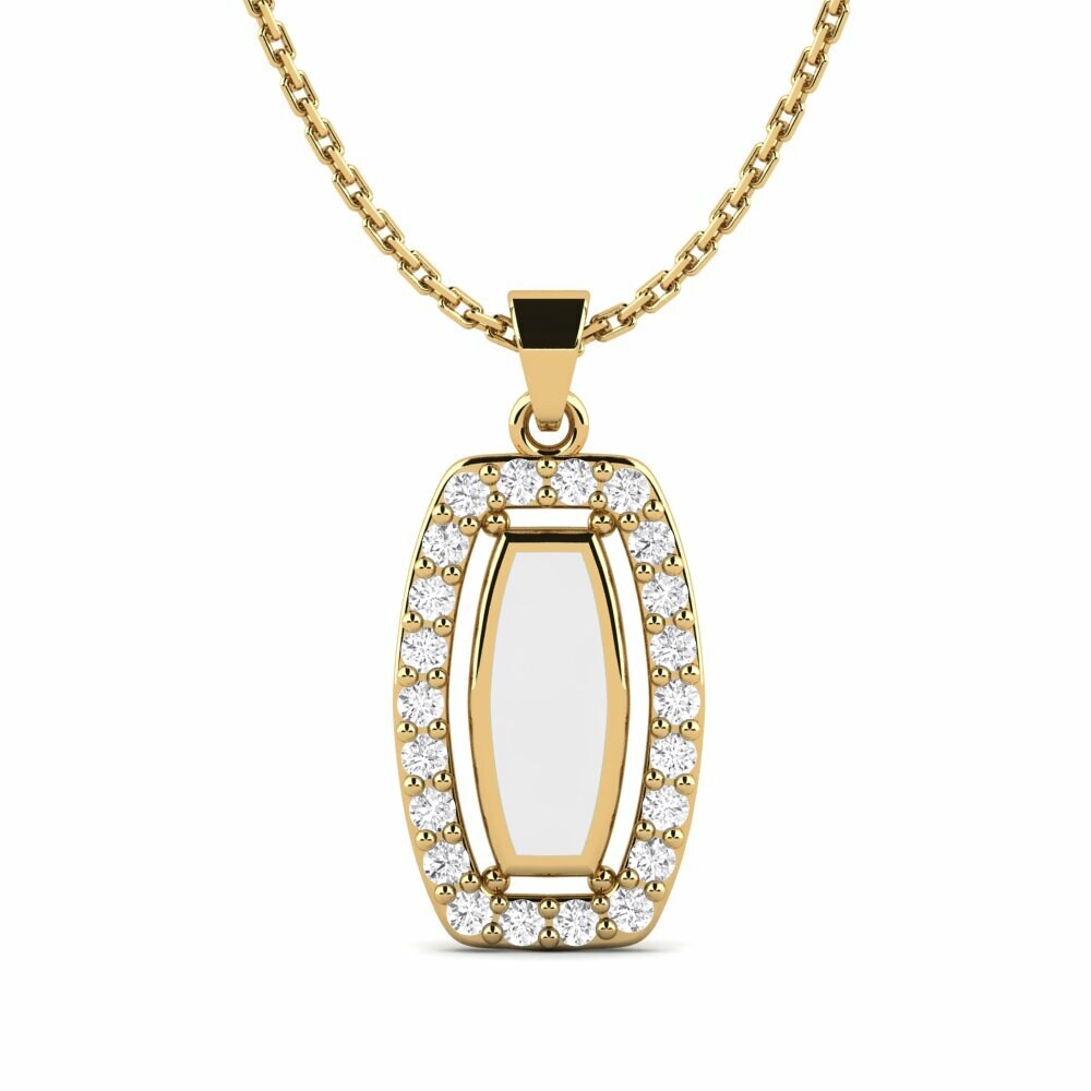 Vàng 9K Đá Sapphire Trắng Mặt dây chuyền nữ Couveus