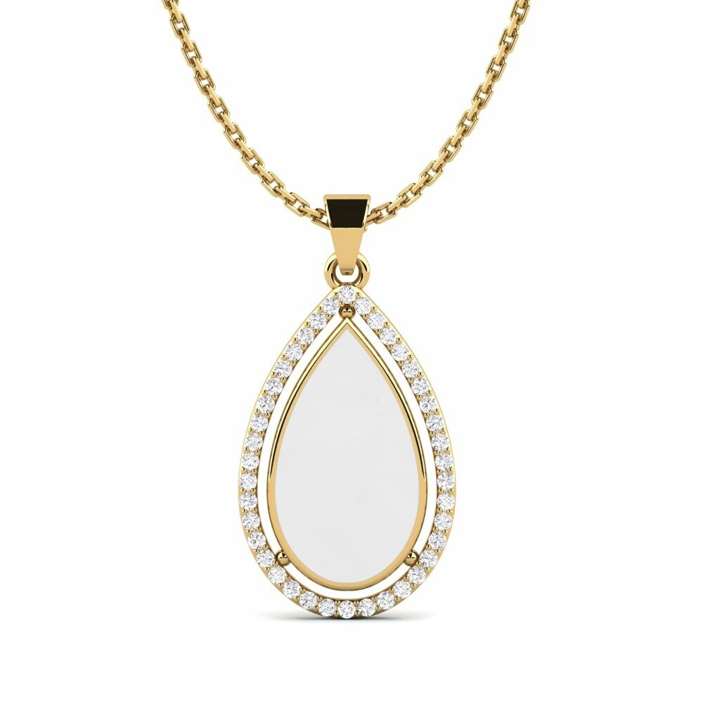 Vàng 9K Đá Sapphire Trắng Mặt dây chuyền nữ Couvrel