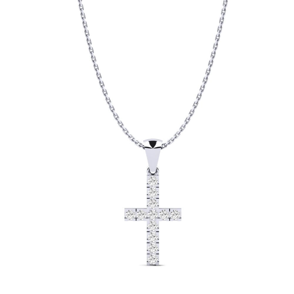 18K White Gold Moissanite Pendant Croce