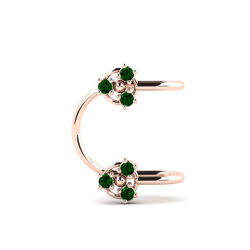 14k Oro Rosa Circonita Verde Pendiente de mujer Crader