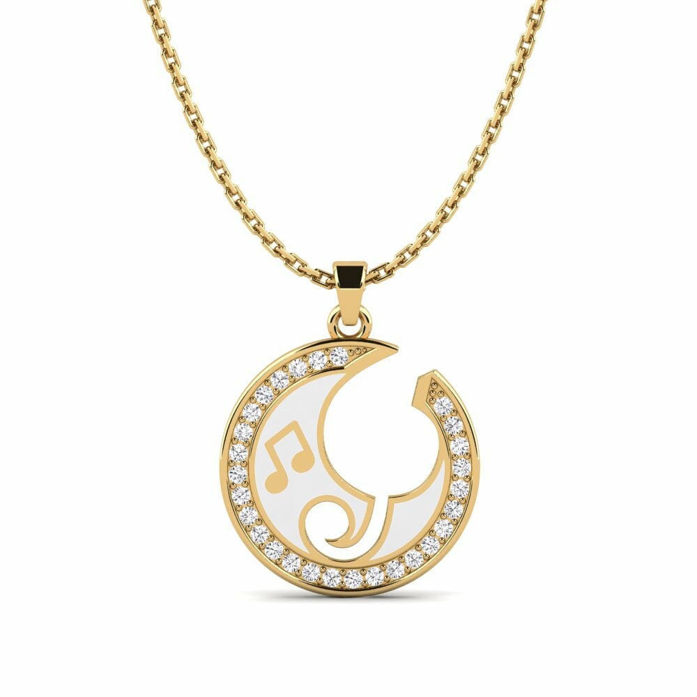 Vàng 9K Đá Sapphire Trắng Mặt dây chuyền nữ Crated Women