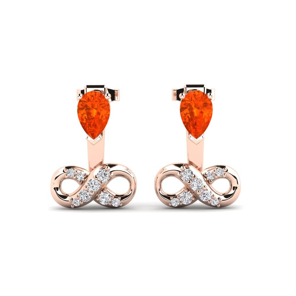 9ct Rose Gold Fire Opal Women's Earring Craze