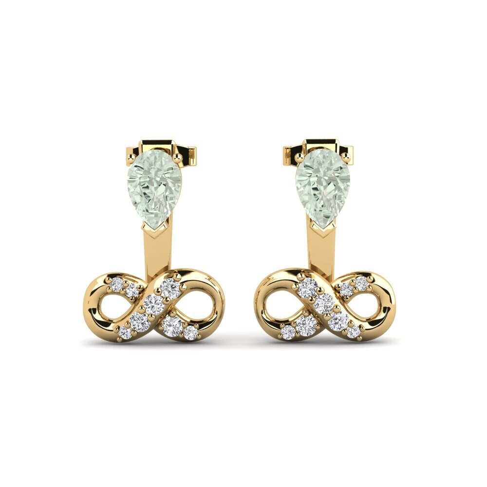 18ct Yellow Gold Green Amethyst Women's Earring Craze
