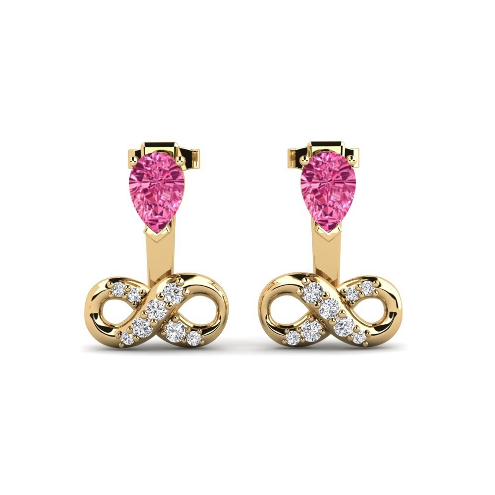18ct Yellow Gold Pink Tourmaline Women's Earring Craze