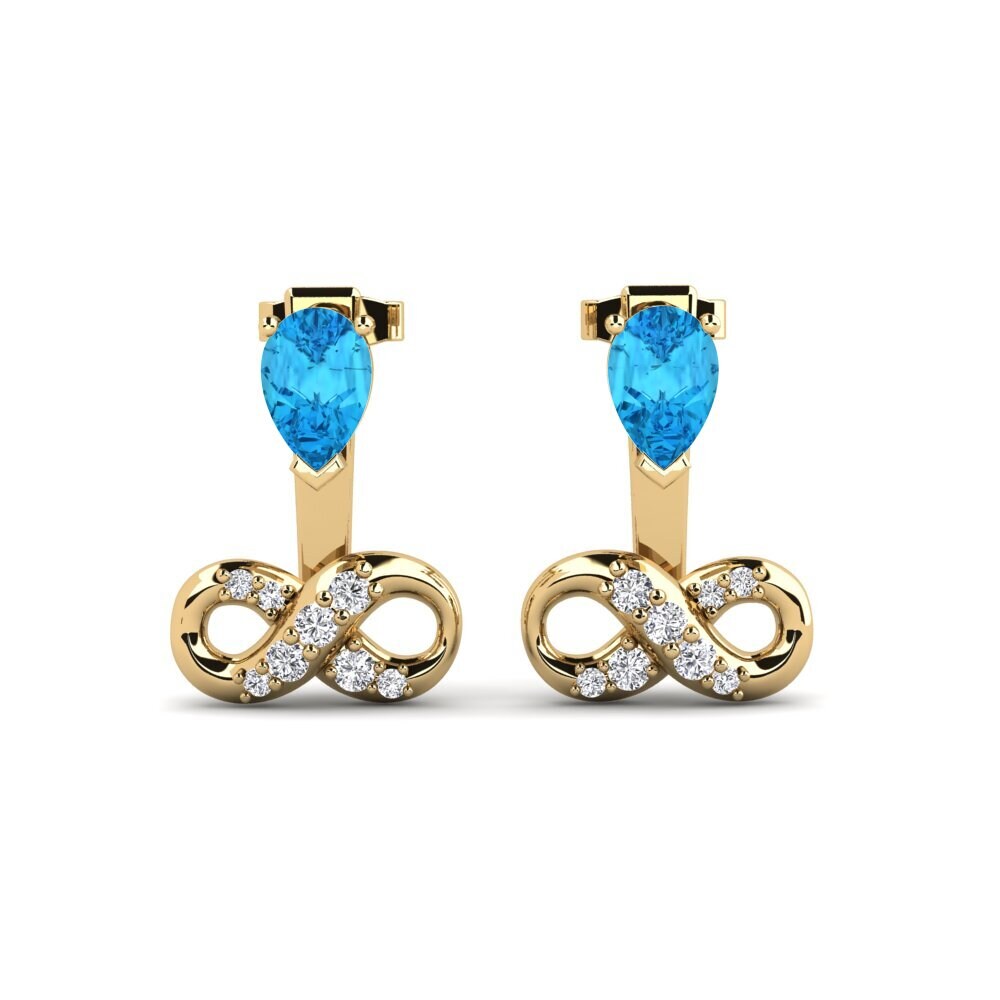 9ct Yellow Gold Blue Topaz Women's Earring Craze