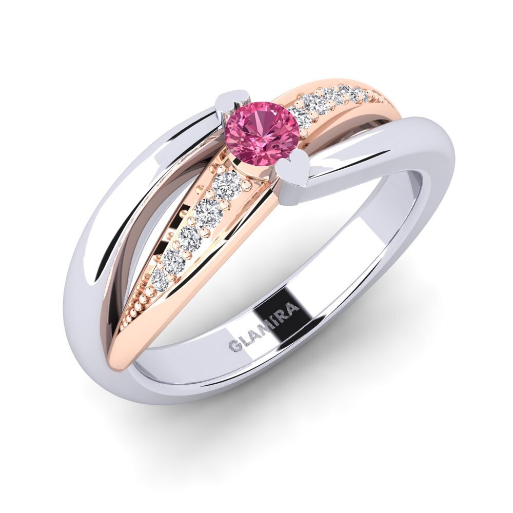 14ct White & Rose Gold Pink Tourmaline Engagement Ring Crece