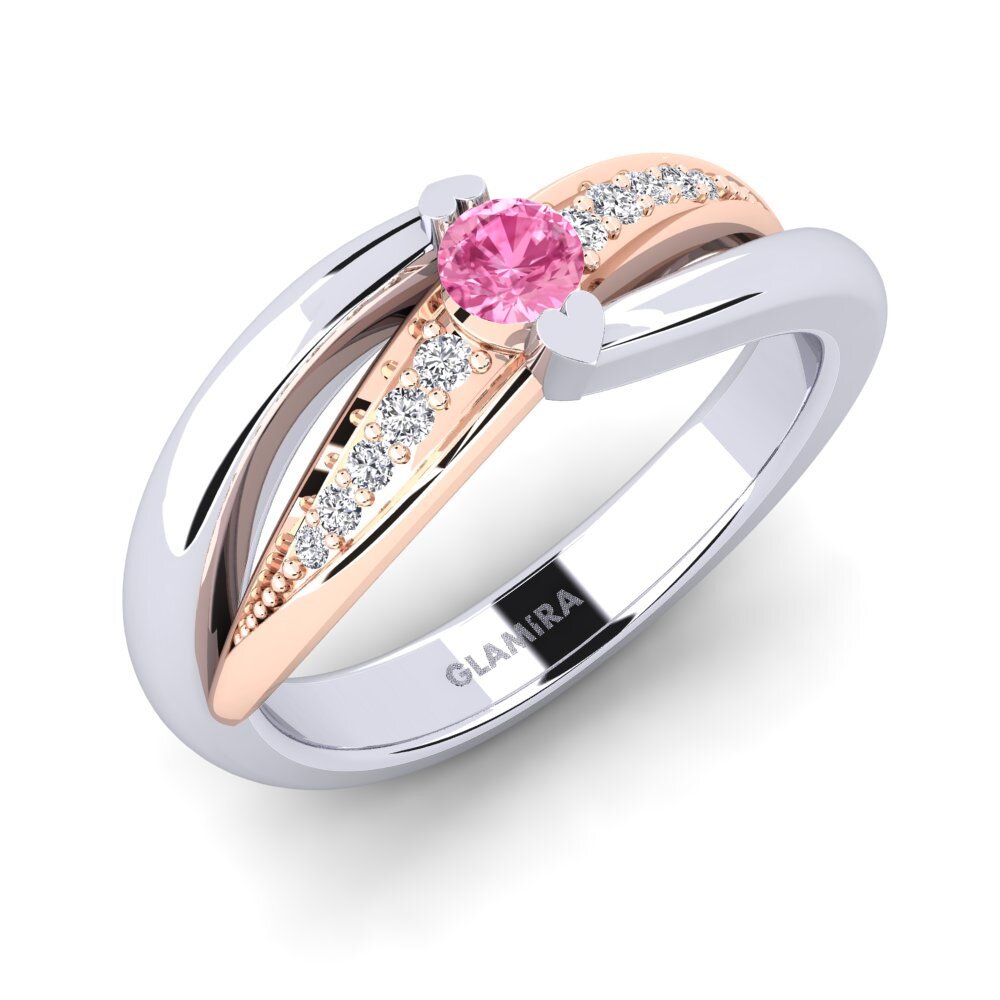 18ct White & Rose Gold Pink Sapphire Engagement Ring Crece